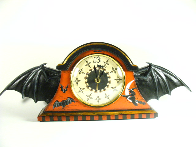 Vintage Halloween Batwing Clock
