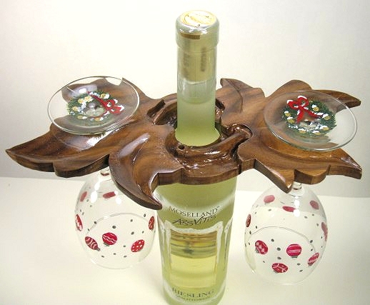 Wine glasses and wine caddy
